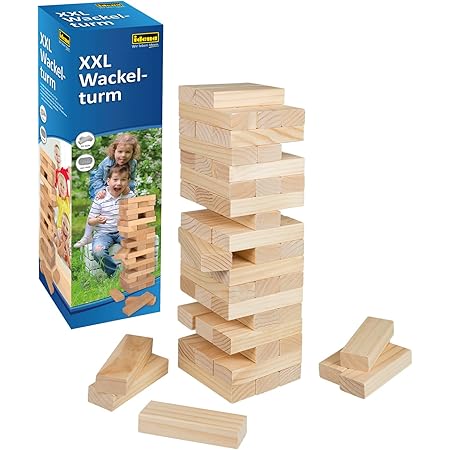 Tour D'équilibre Arc-en-ciel Goki - Jeu D'adresse En Bois 48 Pièces - Pour Enfants - 7,5 X 7,5 X 24 Cm
