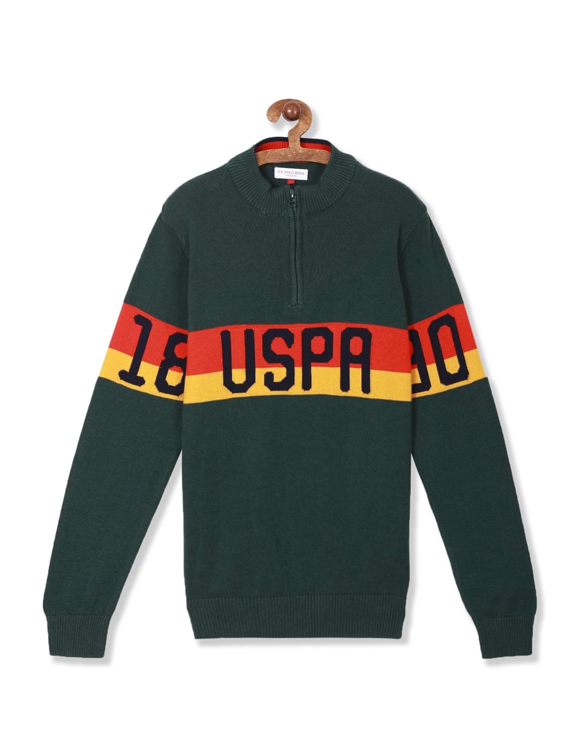 Boys Dark Green Mock Neck Half Zip Sweater Boys Dark Green Mock Neck Half Zip Sweater