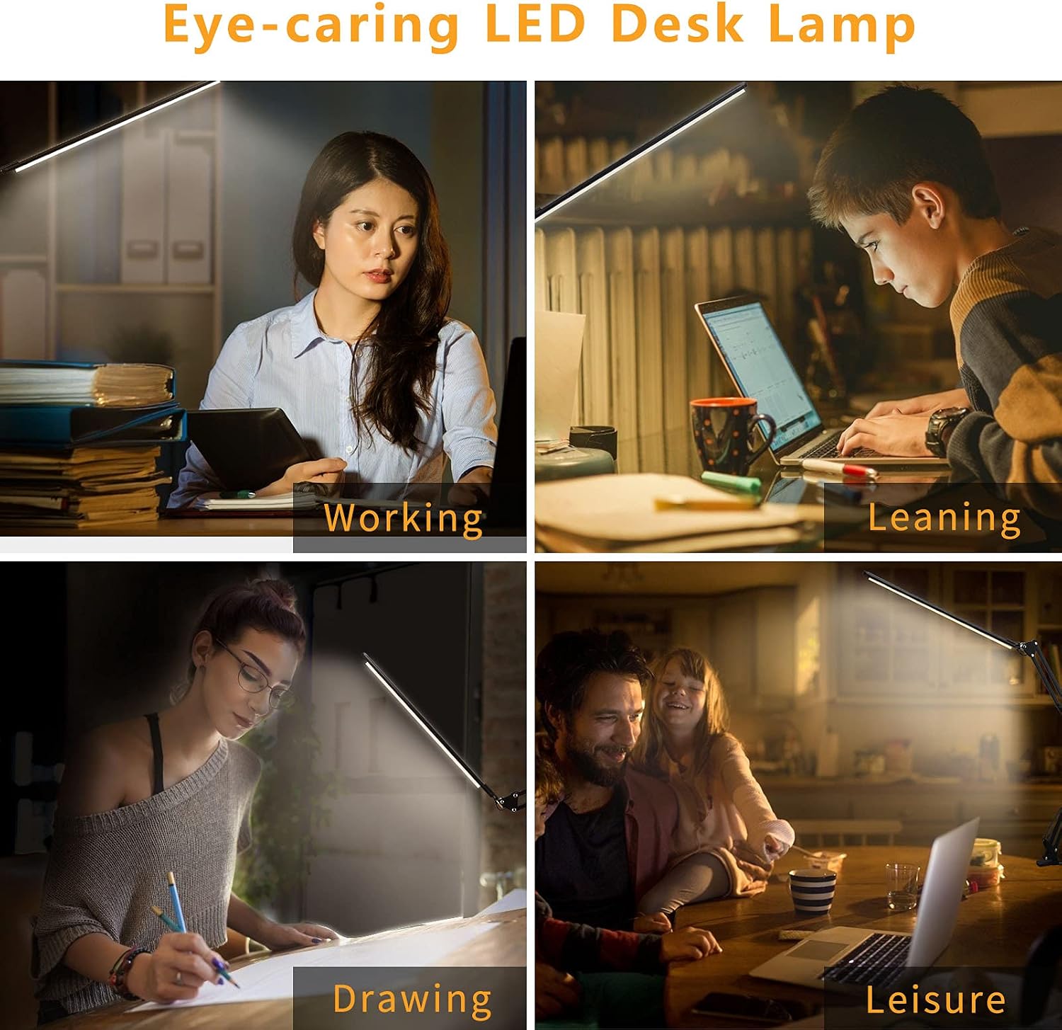 LED Desk Lamp,Eye-Caring Swing Arm Desk Lamp with Clamp,Architect Desk Light,12W Dimmable Table Lamp for Home Office with USB,3 Lighting Modes with 30 Brightness,2022 Newly Upgraded Ultra-Thin Model