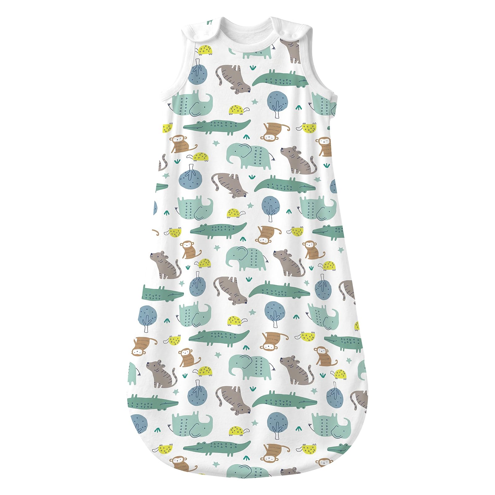 Mosebears Sacco nanna estivo primaverile animal Cartoon coperta lavabile 1.0 tog per bambini, sacco a pelo senza maniche (paradiso animale, 0-6 mesi)