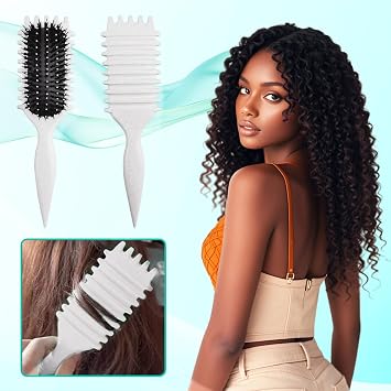 Curly Hair Brush,Curl Defining Brush,2024 Boar Bristle Hair Brush for Combing and Shaping,Reduce Pulling and Curl Separation For Defined Curls(off white)