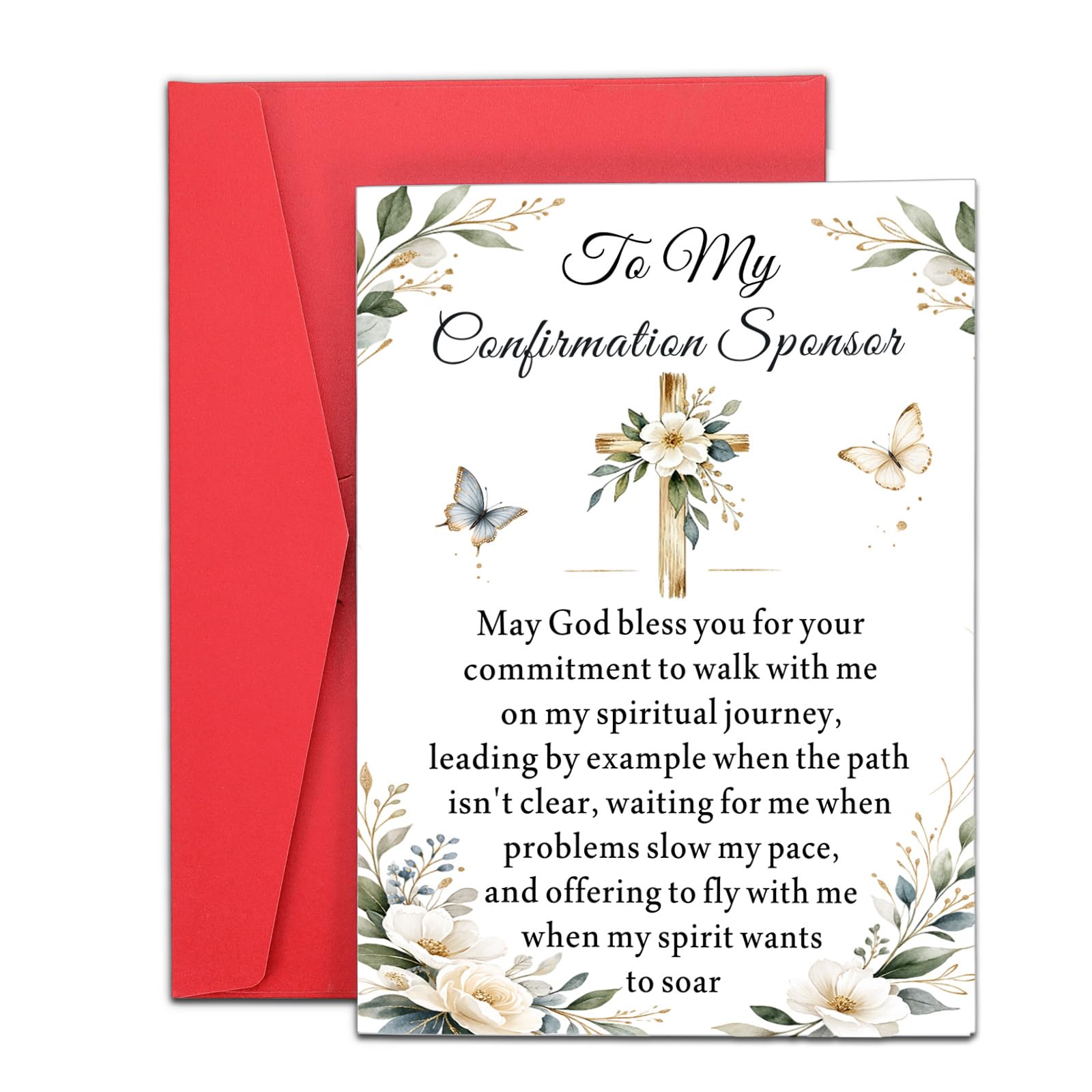 Confirmation Sponsor Cards for Women Men - Confirm Sponsor Gift, Appreciation Thank You Card for Sponsors Godfather Godmother, Catholic Christian Cards for Sponsors from Teens Girls Boys Religious