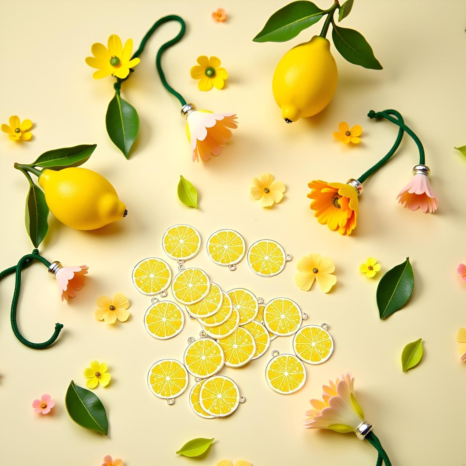 BWESOO 20 Pcs Yellow Lemon Fruit Enamel Lemon Charms Pendant Beads for DIY Jewelry Making Bracelet Necklace Charms Beading and Jewelry Making - Image 6