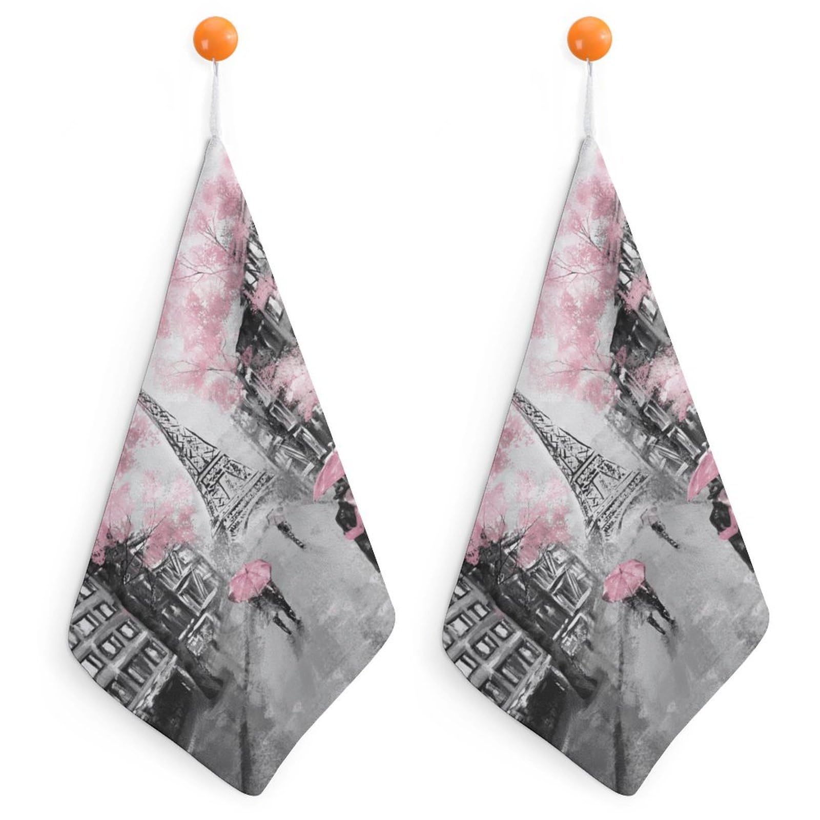 TXFBTRFSA Oil Painting Paris Eiffel Tower Hand Towels with Hanging Loop Kitchen Towel Handkerchiefs Cleaning Cloths