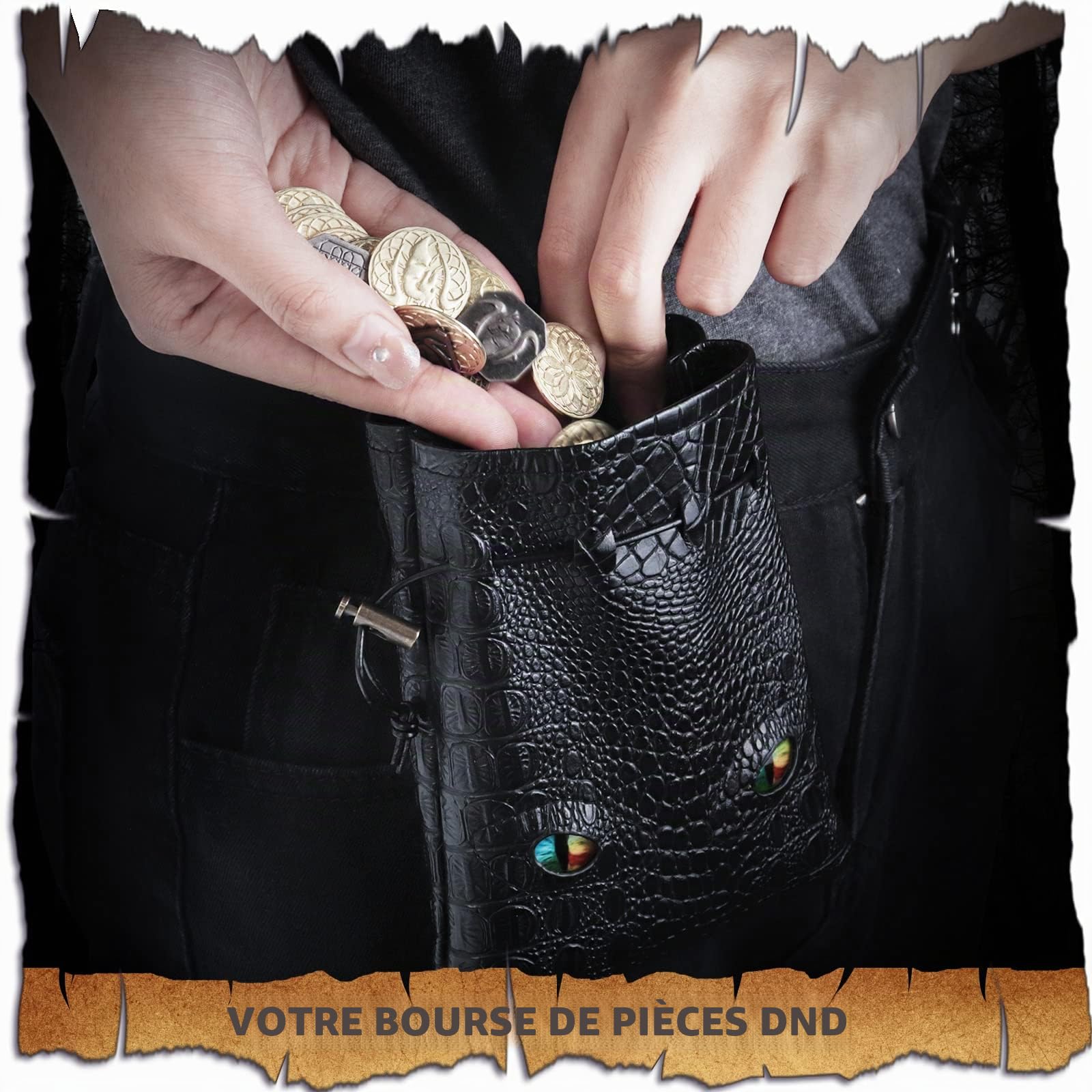Byhoo 120 pièces en métal, Argent et cuivre pièces du MDN pour RPG, Accessoires du MDN avec Sac en Cuir PU comme Cadeaux du MDN pour JDR
