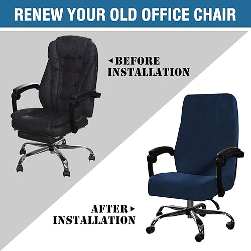 Miniatura 5 de H.VERSAILTEX Fundas de terciopelo para sillas de oficina en casa, fundas elásticas para sillas de escritorio de computadora, respaldo medio y alto,