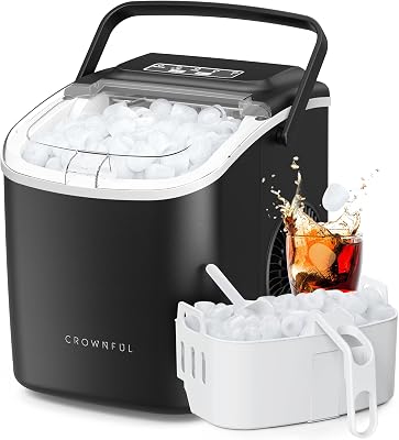 CROWNFUL Máquina de Hielo Portátil con Asa, Pala y Cesta