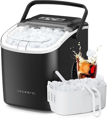 CROWNFUL Máquina de Hielo Portátil con Asa, Pala y Cesta