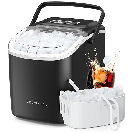 CROWNFUL - Máquina de hielo portátil con asa, pala y cesta, 