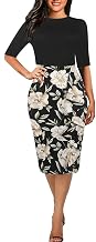 CISMARK Women's Vintage Short Sleeve Polka Dot Falbala Fold Slim Fit Pencil Dress