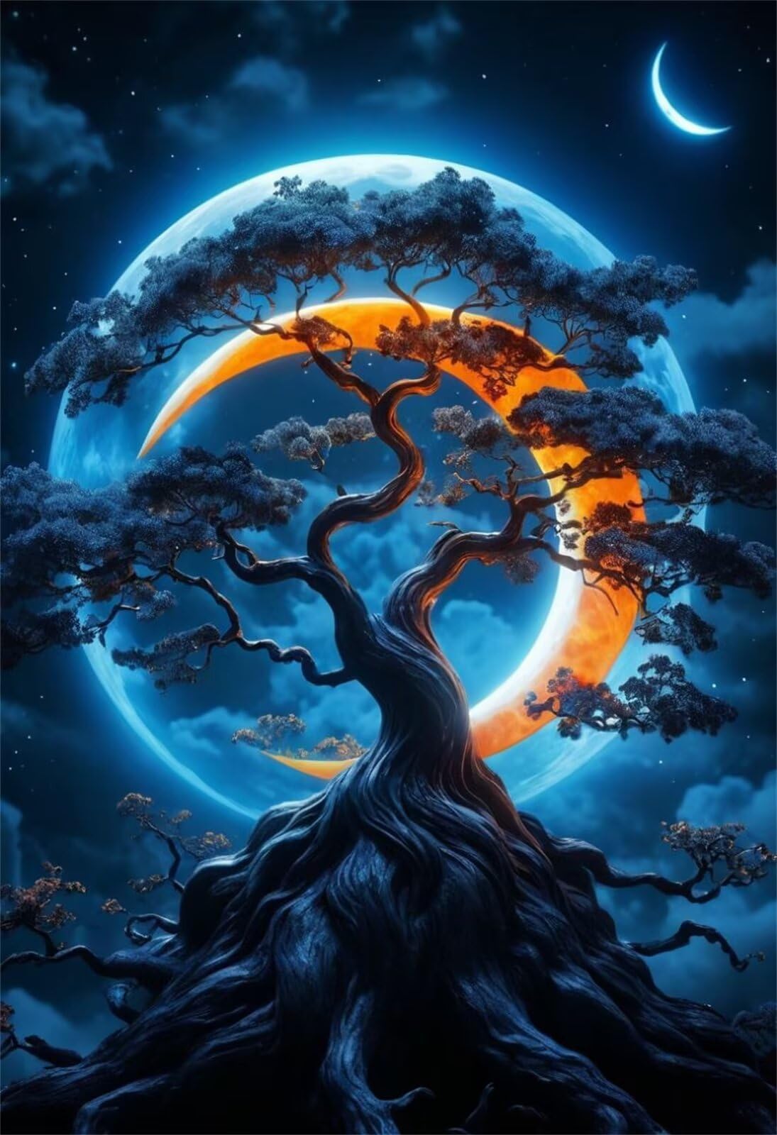 Puzzle 1500 sztuk drzewo księżyca, puzzle niemożliwe, łamigłówki, łamigłówki, gry logiczne dla całej rodziny, puzzle dla dorosłych 1500 sztuk 87 x 57 cm