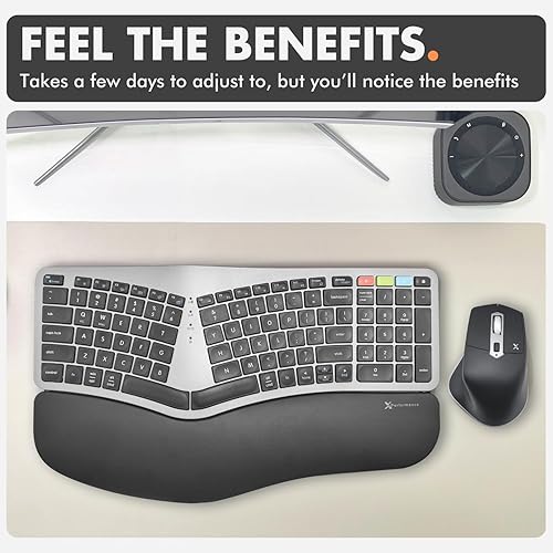 Miniatura 9 de X9 Combo ergonómico de teclado y mouse inalámbrico (2.4 G+BT) - Cómodo teclado inalámbrico ergonómico Bluetooth dividido y mouse con reposamuñecas y