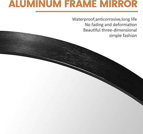 Miniatura 3 de NeuType Espejo redondo de 39 pulgadas, espejo circular negro para espejo de pared, espejo grande de baño para pared con marco de aleación de