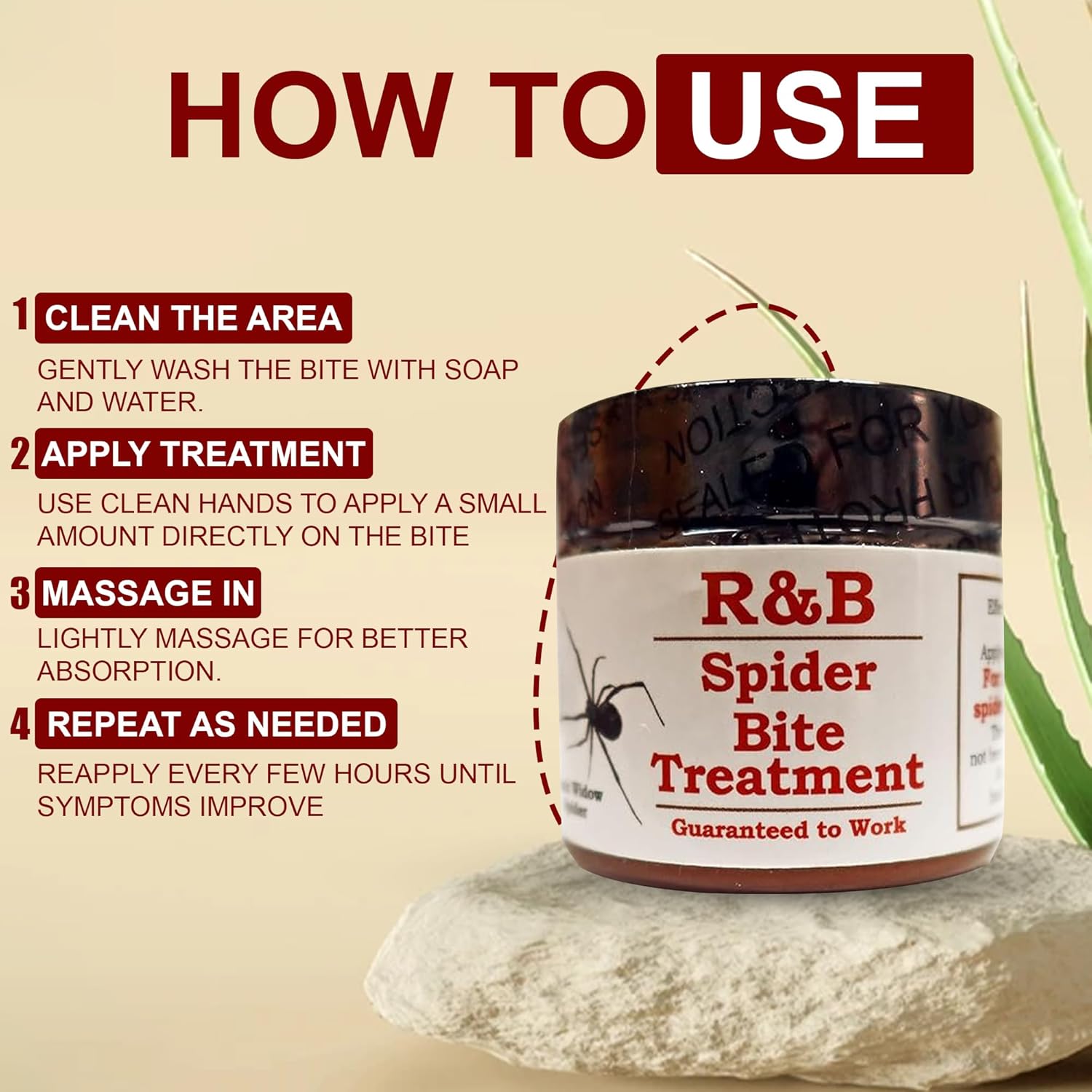 R&B Natural Spider Bite Treatment Effective for Brown Recluse, Black Widow, and Other Insect Bites | 3oz Balm