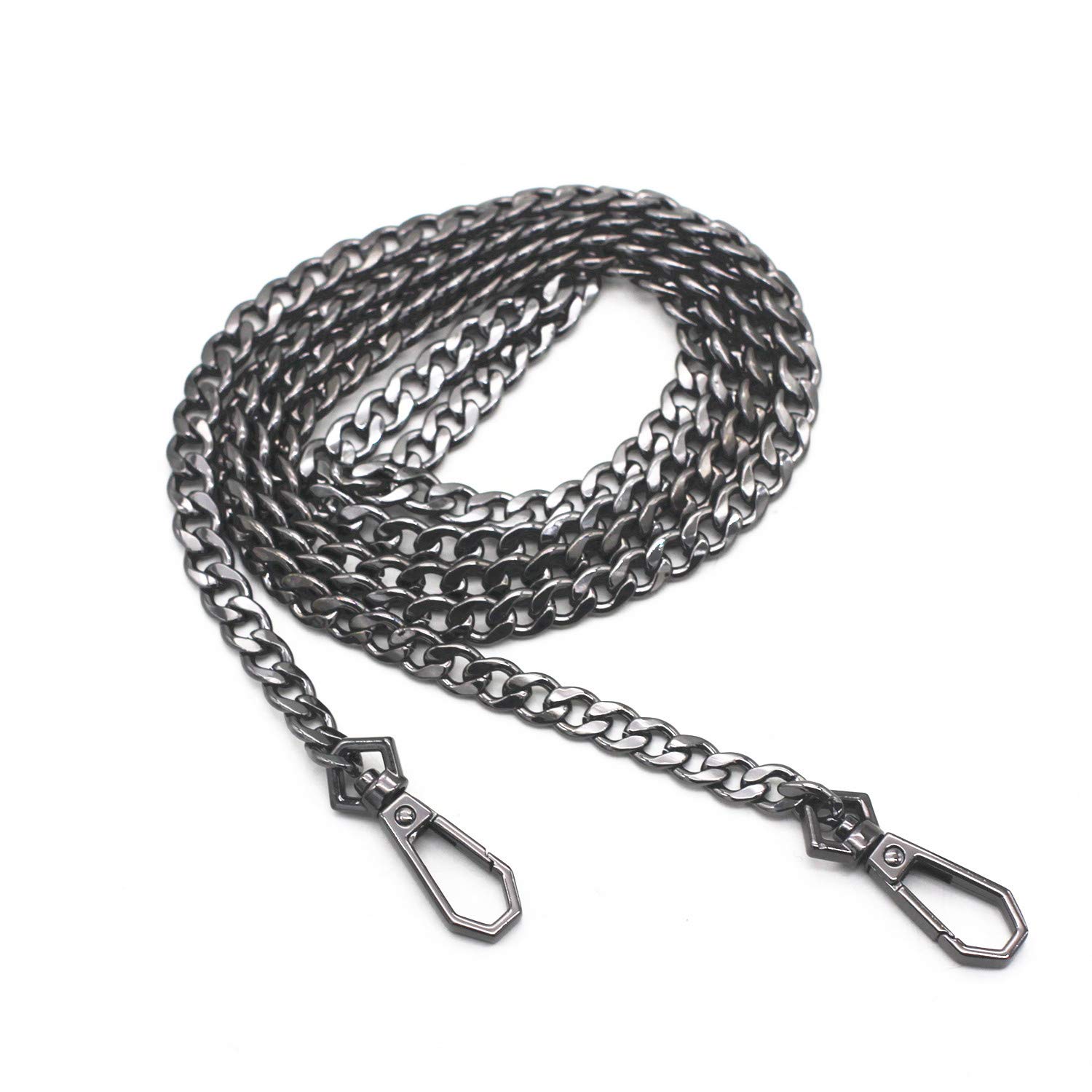 Model Worker 47" DIY Iron Flat Chain Strap 8mm Wide Handbag Chains Accessories Purse Straps Shoulder Cross Body Replacement Straps with Rhombus Metal Buckles (Black)