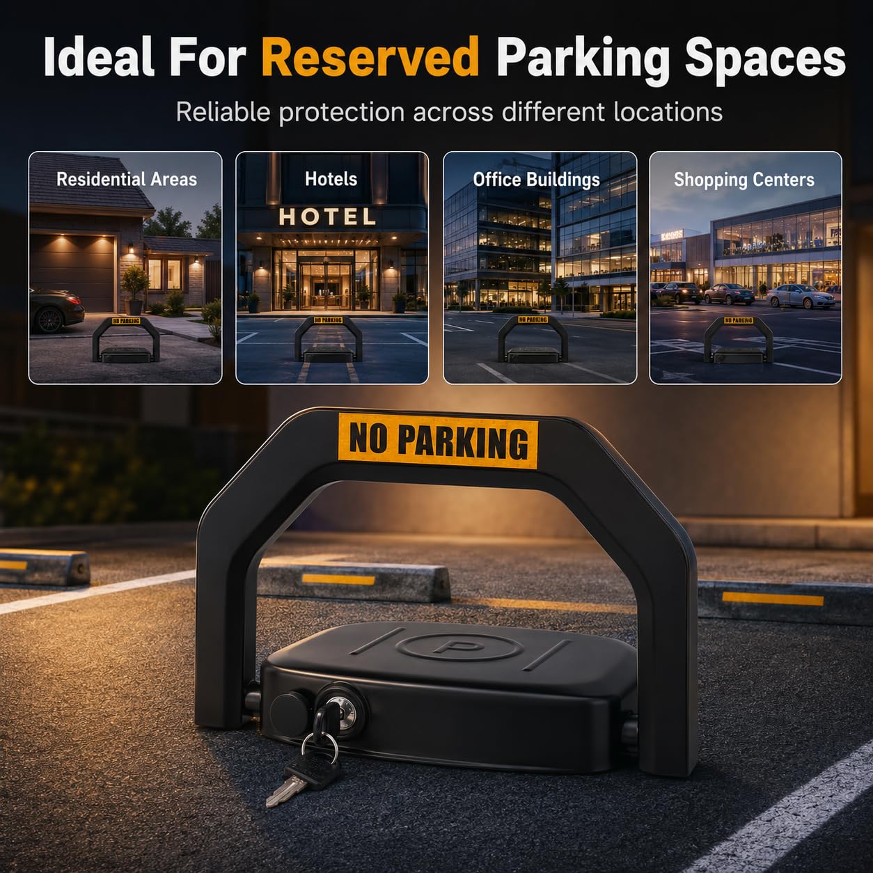 Blocco parcheggio elettrico 6T carico con telecomando e IP67, blocco parcheggio pieghevole in acciaio legato per parcheggio privato, aree residenziali e parcheggio aziendale – Include 2 telecomandi