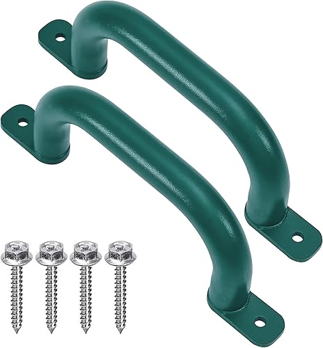 Miniatura 1 de Paquete de 2 manijas de accesorios para patio de juegos de 10 pulgadas, color verde, asas de agarre para juegos al aire libre, juego de columpios,