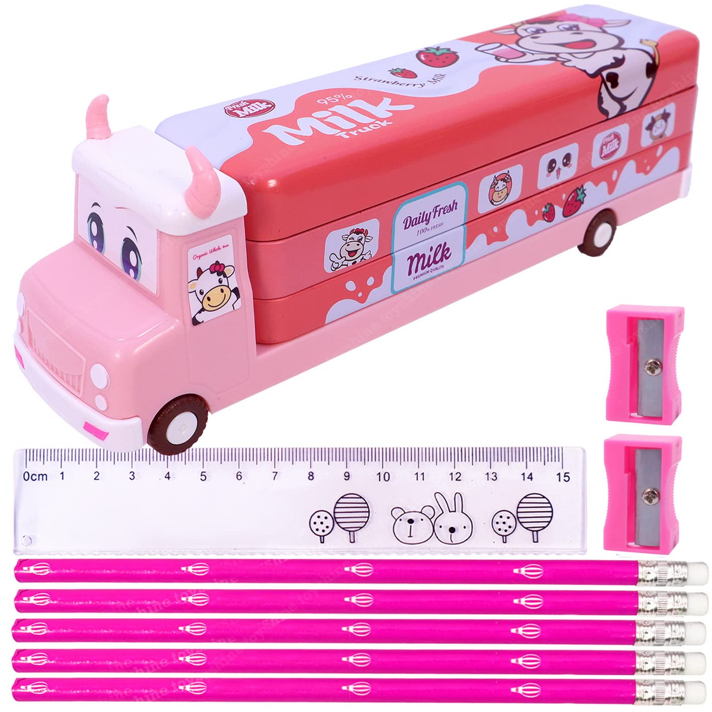 Toyshine Milk Truck Metal Pencil Box with Moving Tyres, Sharpners and Pencils Included for Kids - Pink (b) (B0B3TWPQNX) Amazon Price History, Amazon Price Tracker
