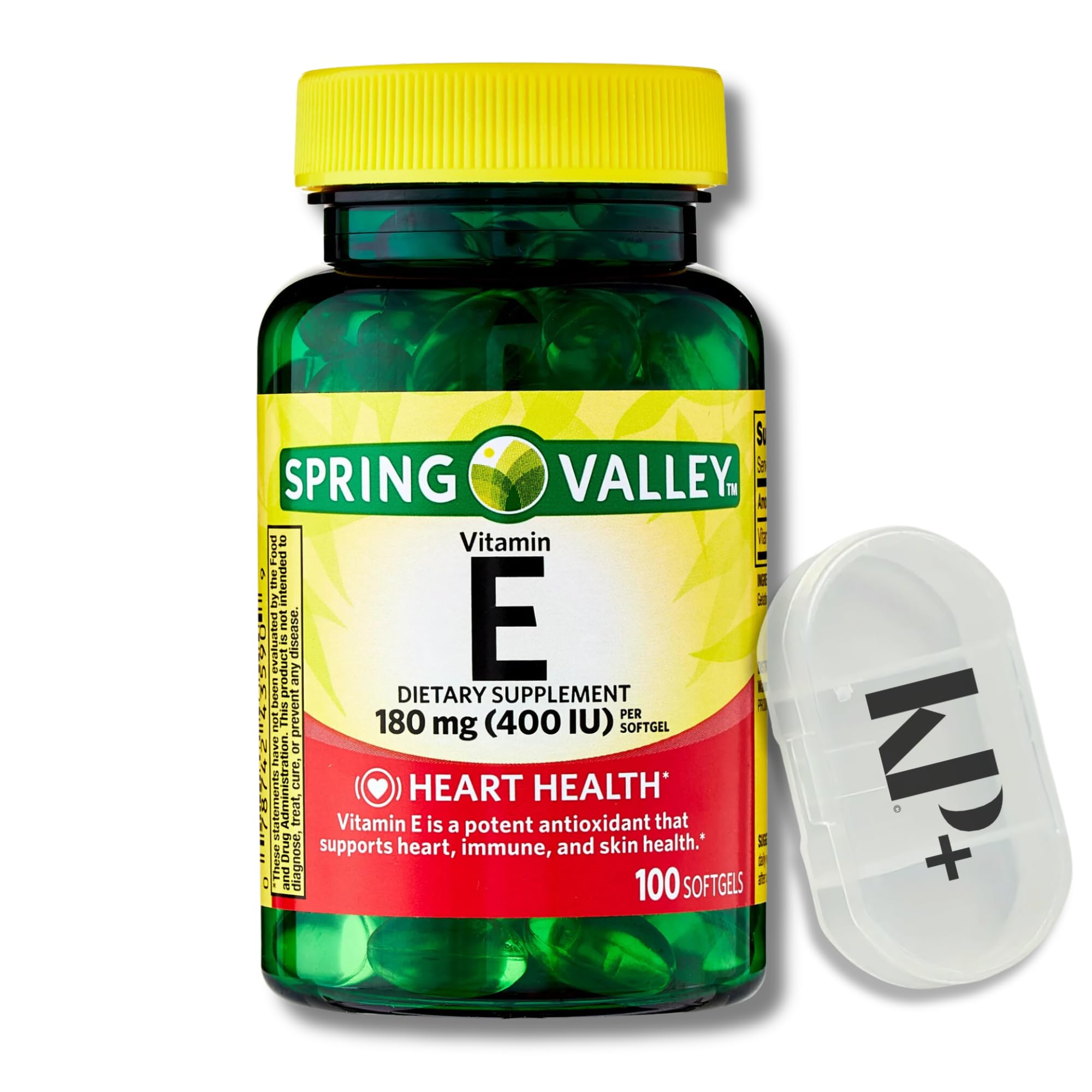 Spring Valley, Vitamin E, Dietary Supplement, Vitamin E 400 IU Softgels, 180 mg, 100 Count Includes KPplus Sticker