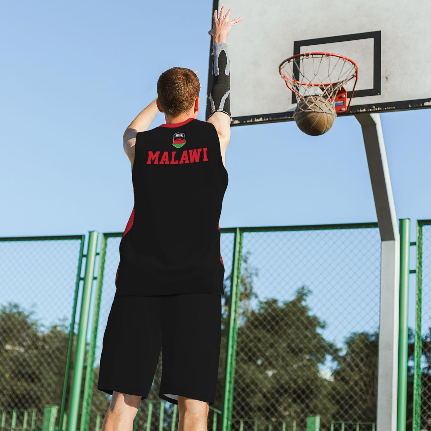 Malawi Flag Grain Basketball Jersey Uniform Suit for Men Adults Training Athletic Set