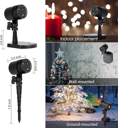 Miniatura 3 de Proyector de Navidad, luces láser para exteriores, luz de proyección estrellada roja y verde, 3 modos de funcionamiento, impermeable, enchufe, luces