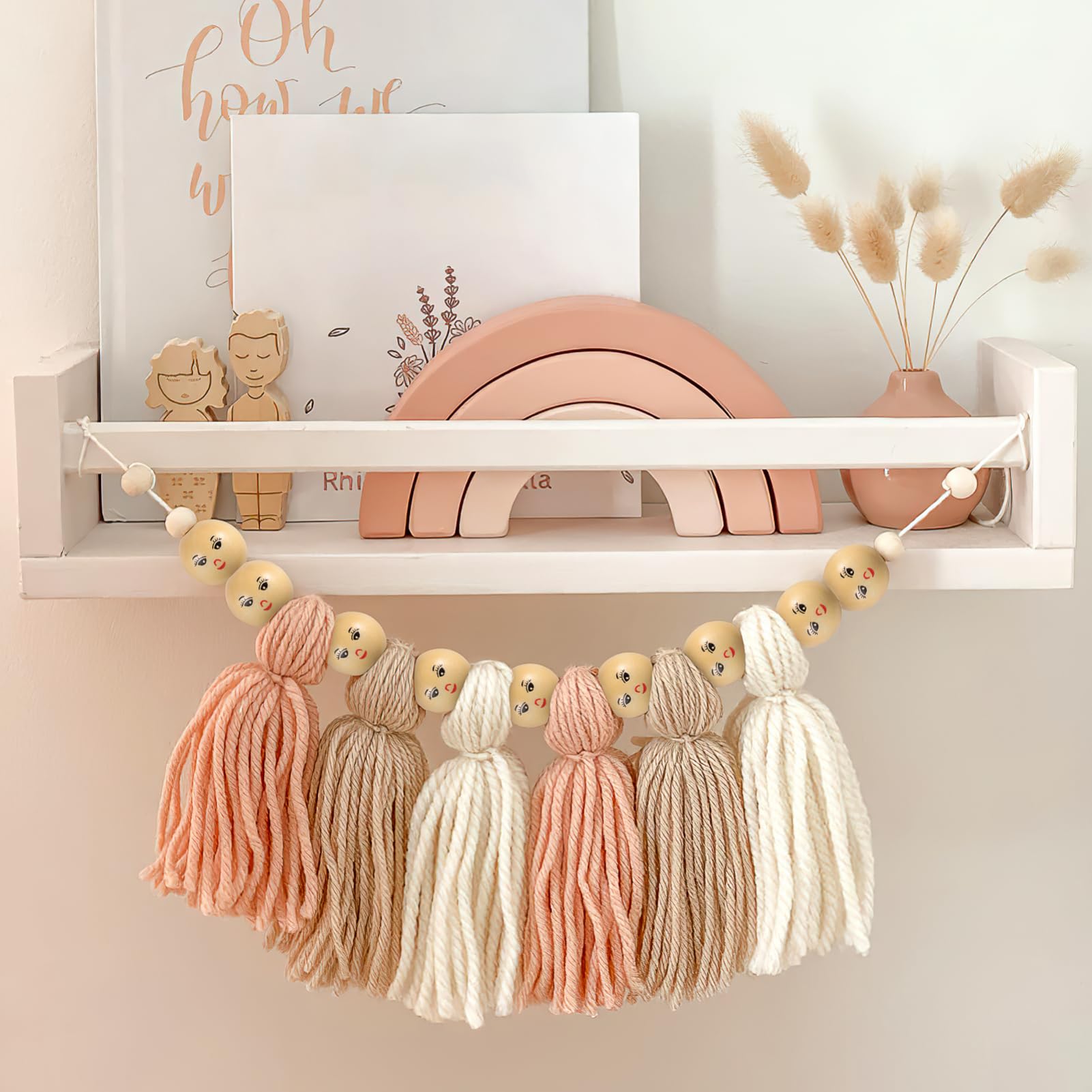 Cuentas 50 Redondas con Cara Sonriente de Madera Natural y Color Caqui con Agujero para Manualidades Ideales para Hacer Bisutería y Bricolaje