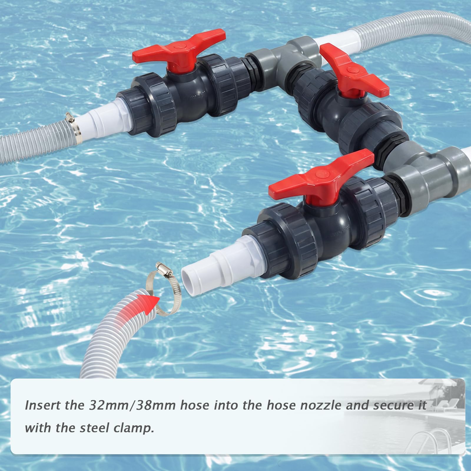 Set di Bypass per Piscina Pompa di Calore, Kit Bypass per Piscina 32/38mm, Set di Collegamento per Pompa di Calore mit Dichtband, Controllo dell'Alimentazione dell'Acqua