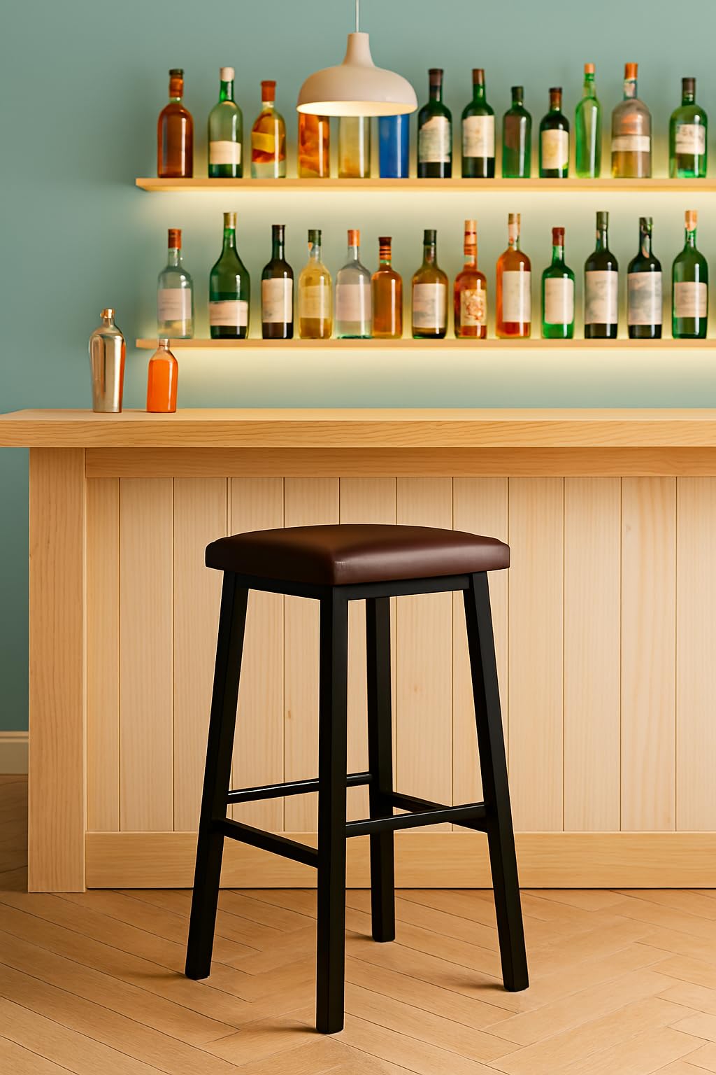 Bar Stool Chair for Kitchen | Metal Legs Bar Stool with Upholstered Seat | Counter Height Bar Chair | Modern Metal Frame Stool for Kitchen, Dining & Home Bar