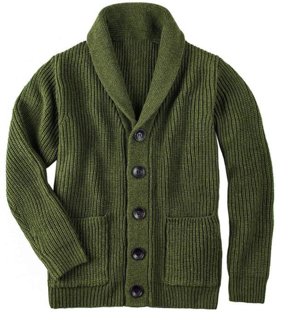 keepmore Mens Classic Buttons Vintage Plain Knitted Grandad Cardigan Jumper Shawl Neck V Neck Cardigan