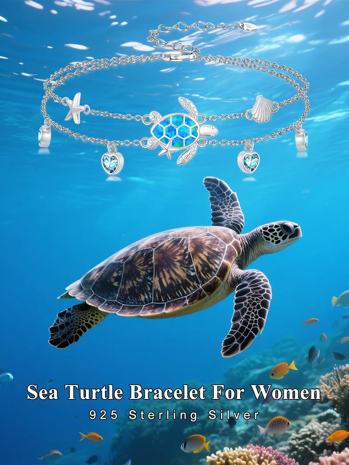 Sea Turtle/Dolphin/Starfish/Seashell/Compass Bracelet for Women 925 Sterling Silver Ocean Wave Anklet Summer Hawaiian Jewelry Gift for Her