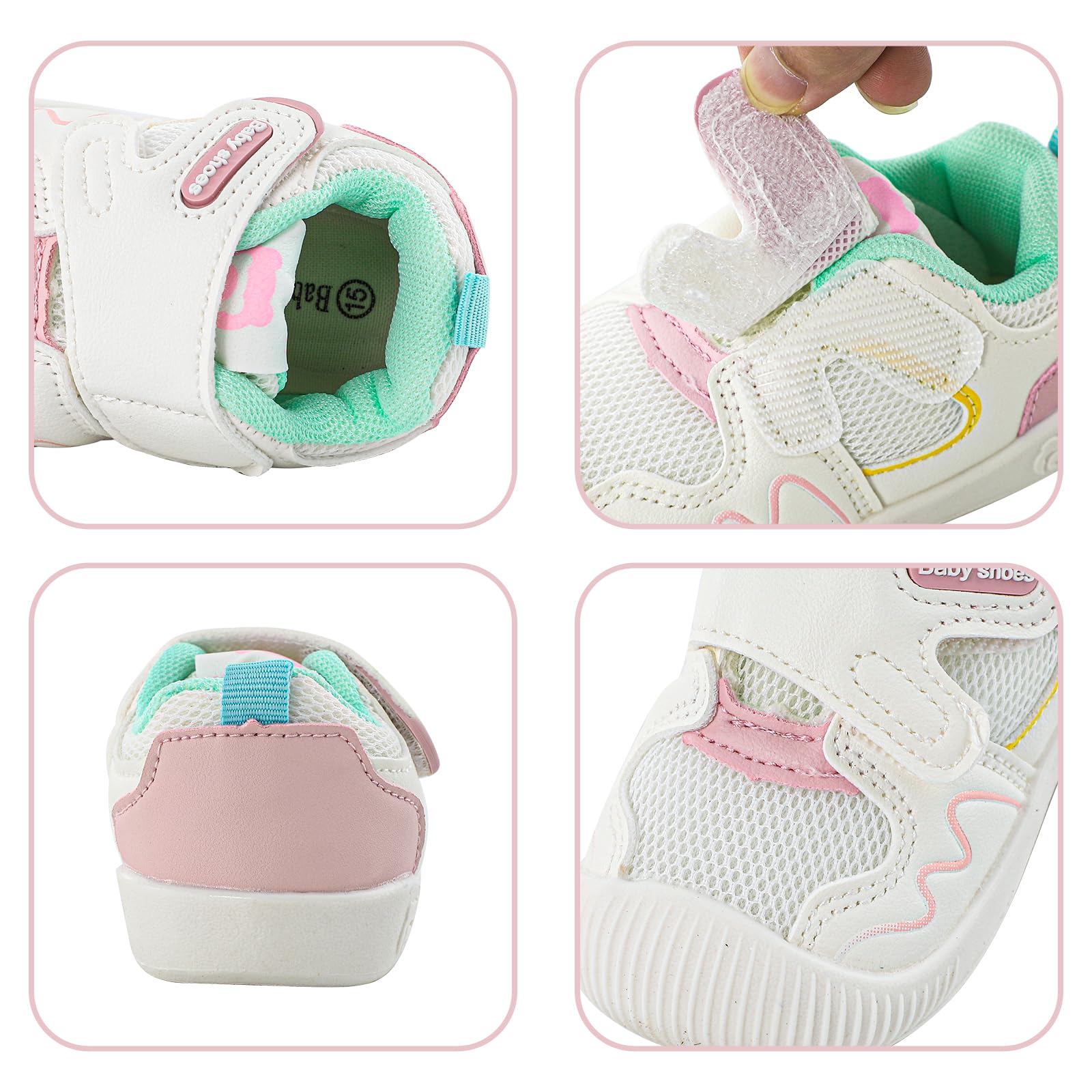 LACOFIA Buty niemowlęce dla dziewcząt i chłopców, buty do nauki chodzenia, z antypoślizgową gumową podeszwą, oddychające buty dla małych dzieci