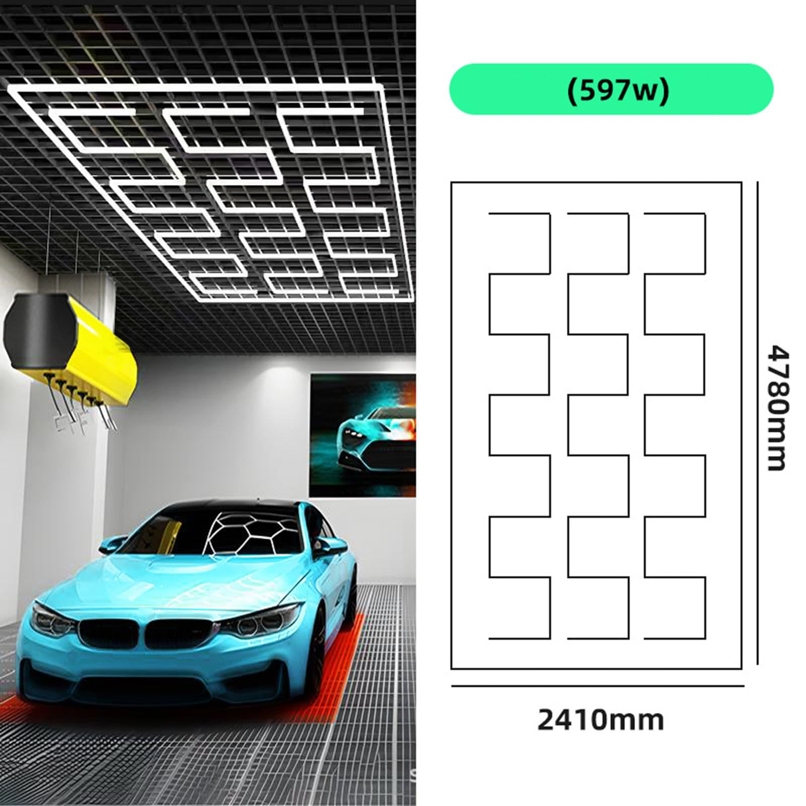 597W LED Garage Light 6500K Super Bright Pure White LED Garage Workshop Lighting for Garage Basement Warehouse Car — view 2