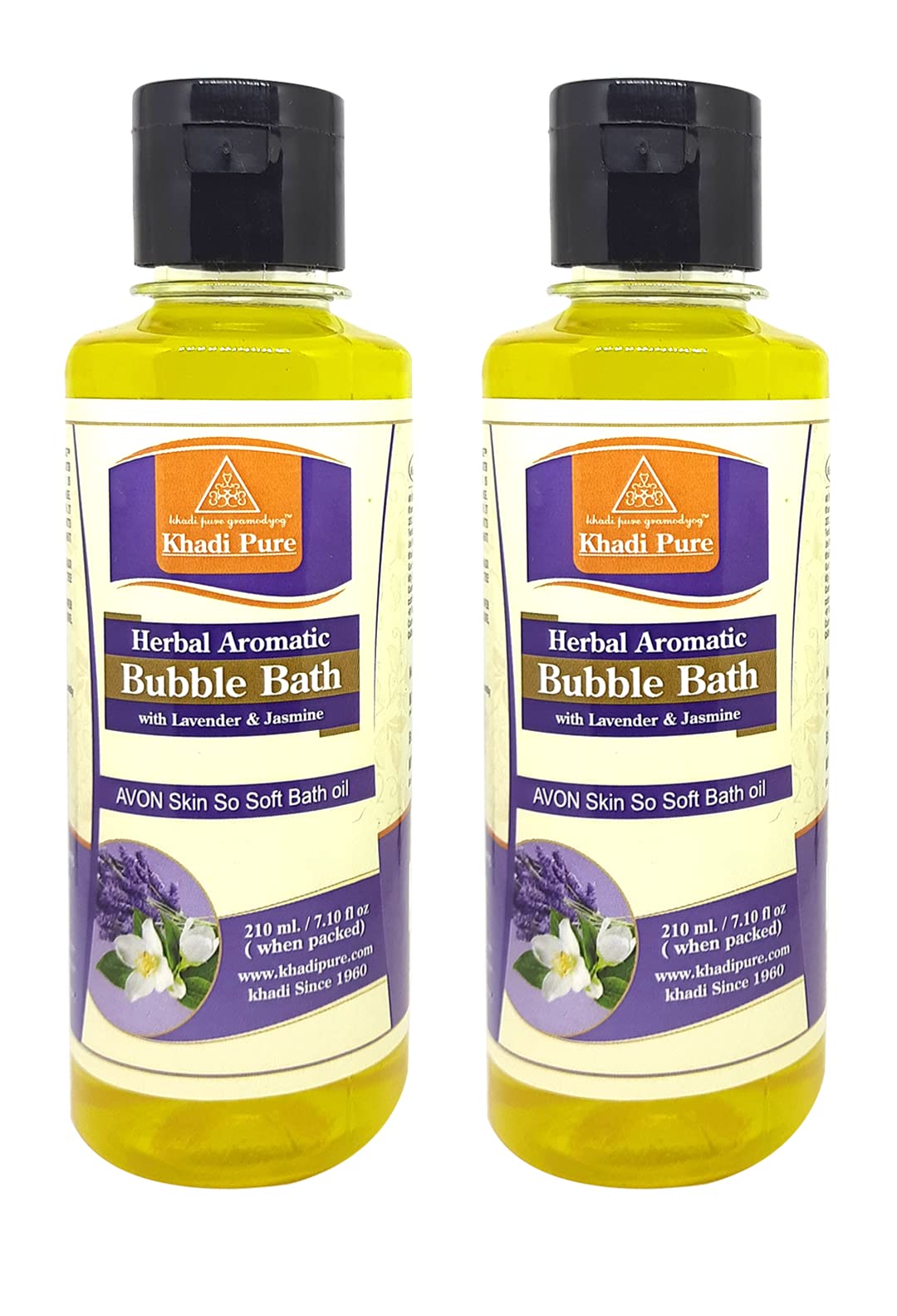 Khadi Pure Herbal Aromatic Bubble Bath with Lavender & Jasmine, 210 ml (Pack of 2), Yellow, (KPBUBBLEBATHX2)-image-46