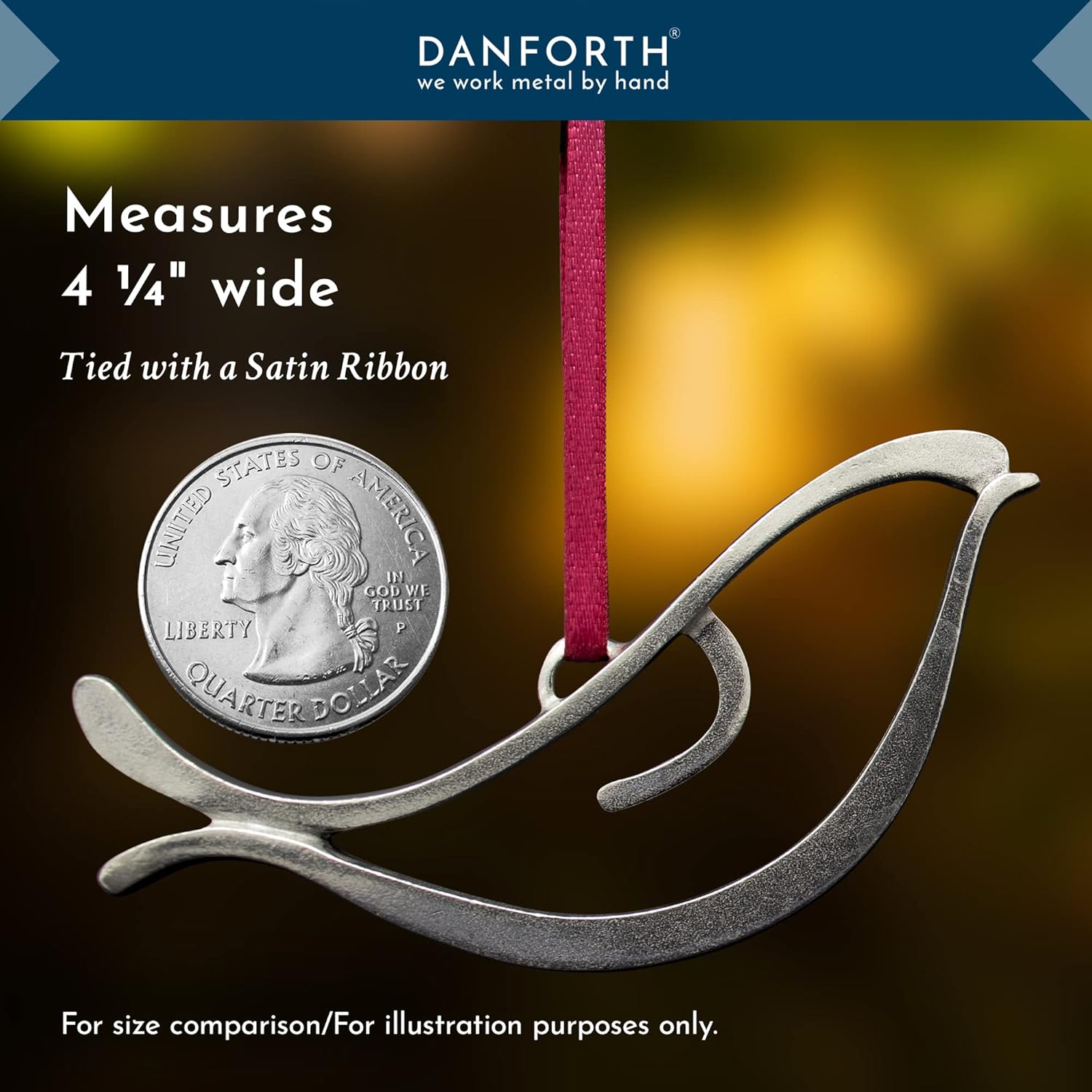 DANFORTH &ndash; 鳩のクリスマスオーナメント &ndash; 手作りピューターバードオーナメント クリスマスツリー用 &ndash; 幅3インチ &ndash; 米