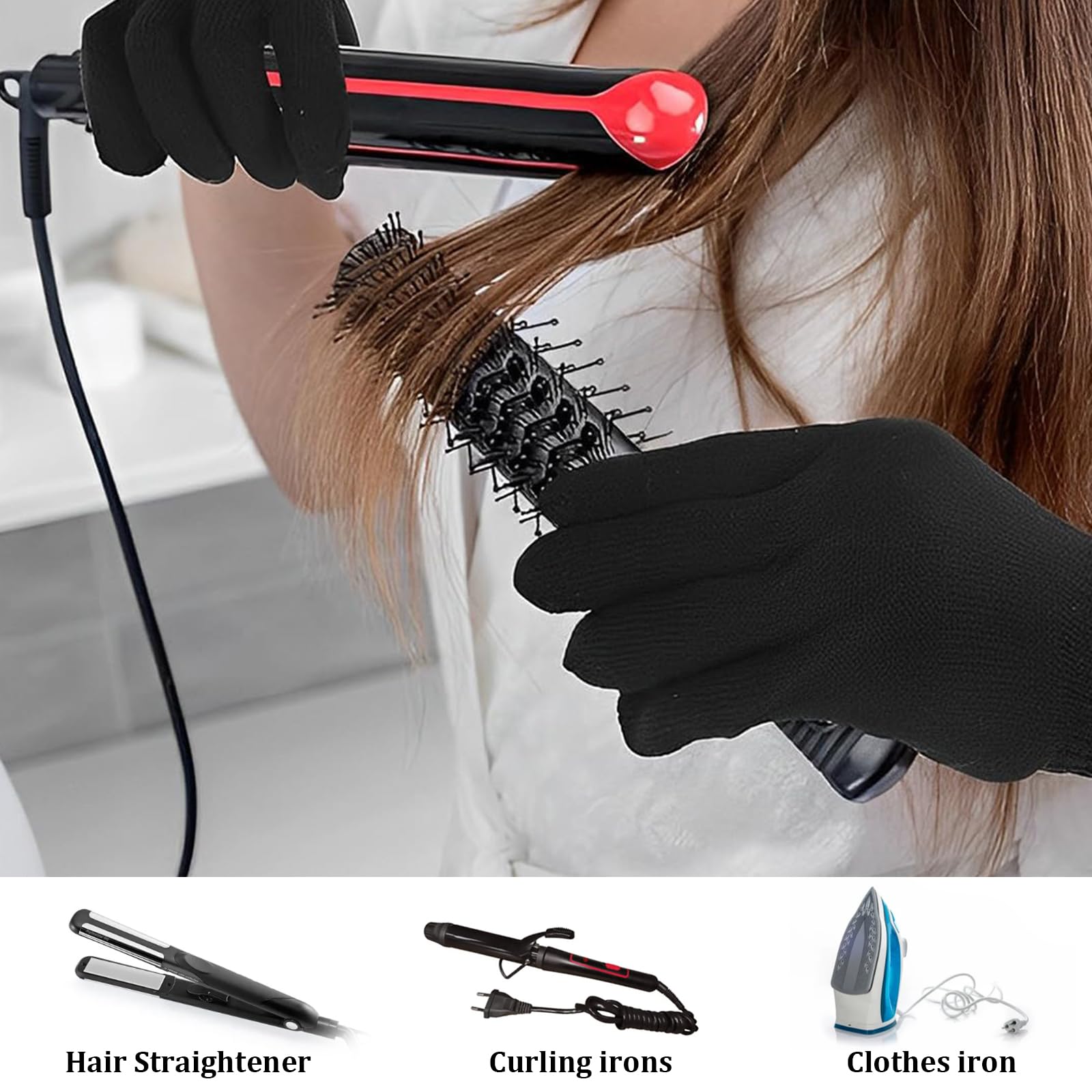3 paires Coiffure Gants Thermiques de Salon Gants de Protection Contre la Chaleur pour Coiffure Gant Professionnel RéSistant à la Chaleur Pour Coiffure pour Fer à Friser Fer Plat Outils de Cheveux