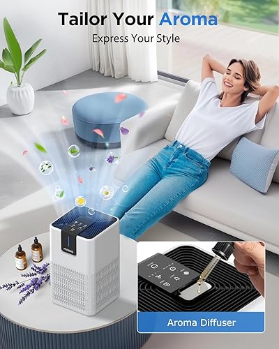 Miniatura 4 de Purificadores de aire para el hogar, habitación grande de hasta 1250 pies cuadrados, purificador de aire MOOKA H13 HEPA para mascotas, polvo, olor,