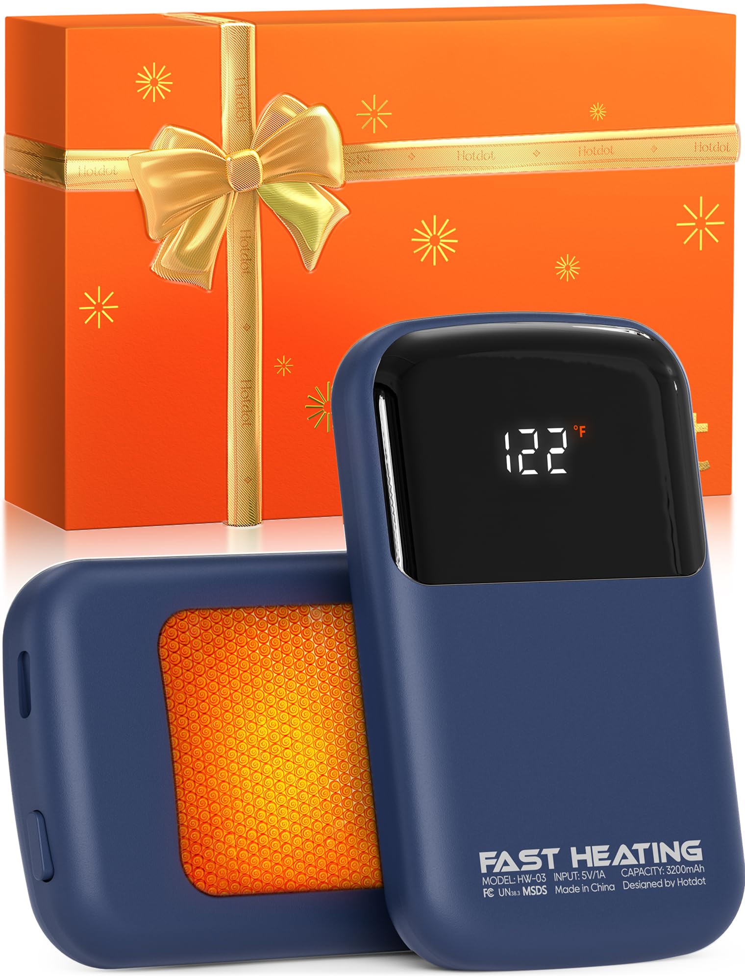 AI Hand Warmers Rechargeable 2 Pack, 3 Heat Levels (104–121°F), Real-Time Temp & Battery Display, Electric Hand Warmers, Fast Heating, Fits in Gloves/