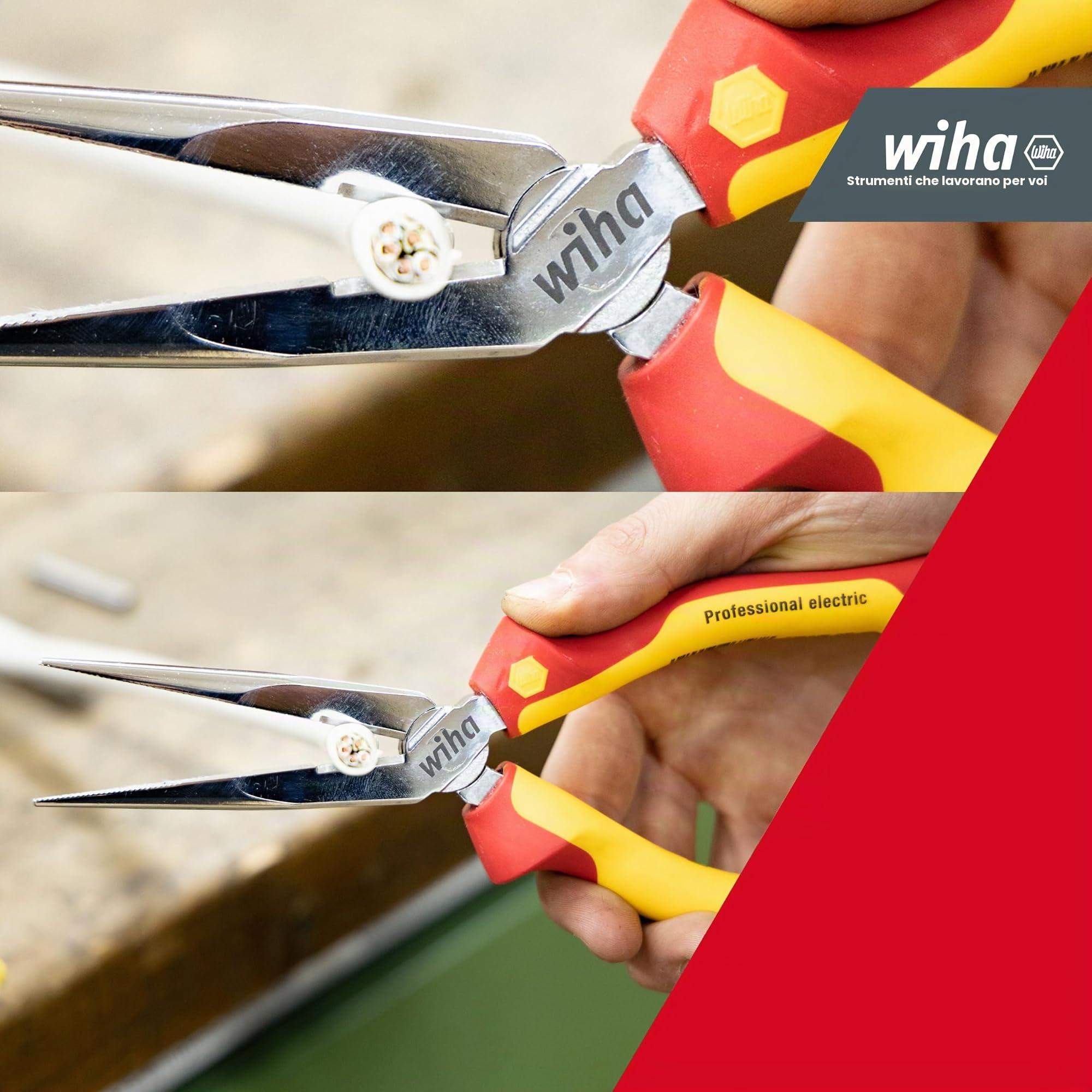 Wiha Z 05 0 160 06SB - Pinza a gomito professionale, elettrica, con lama, Colori assortiti