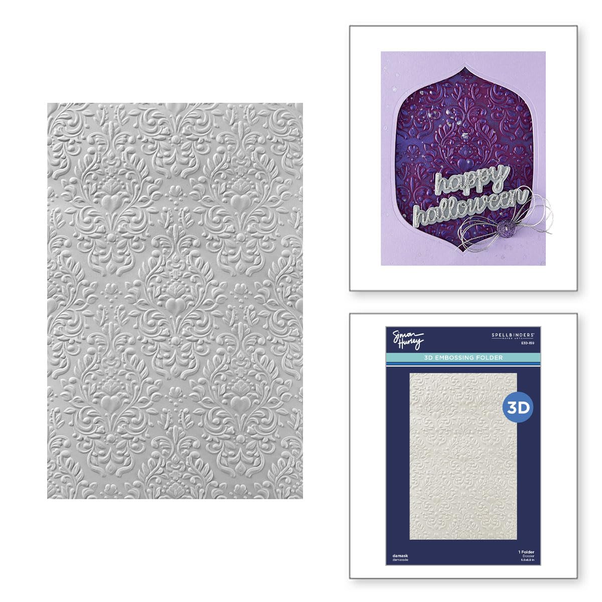 Damask 3D Embossing Folder from The Spooktacular Collection by Simon Hurley