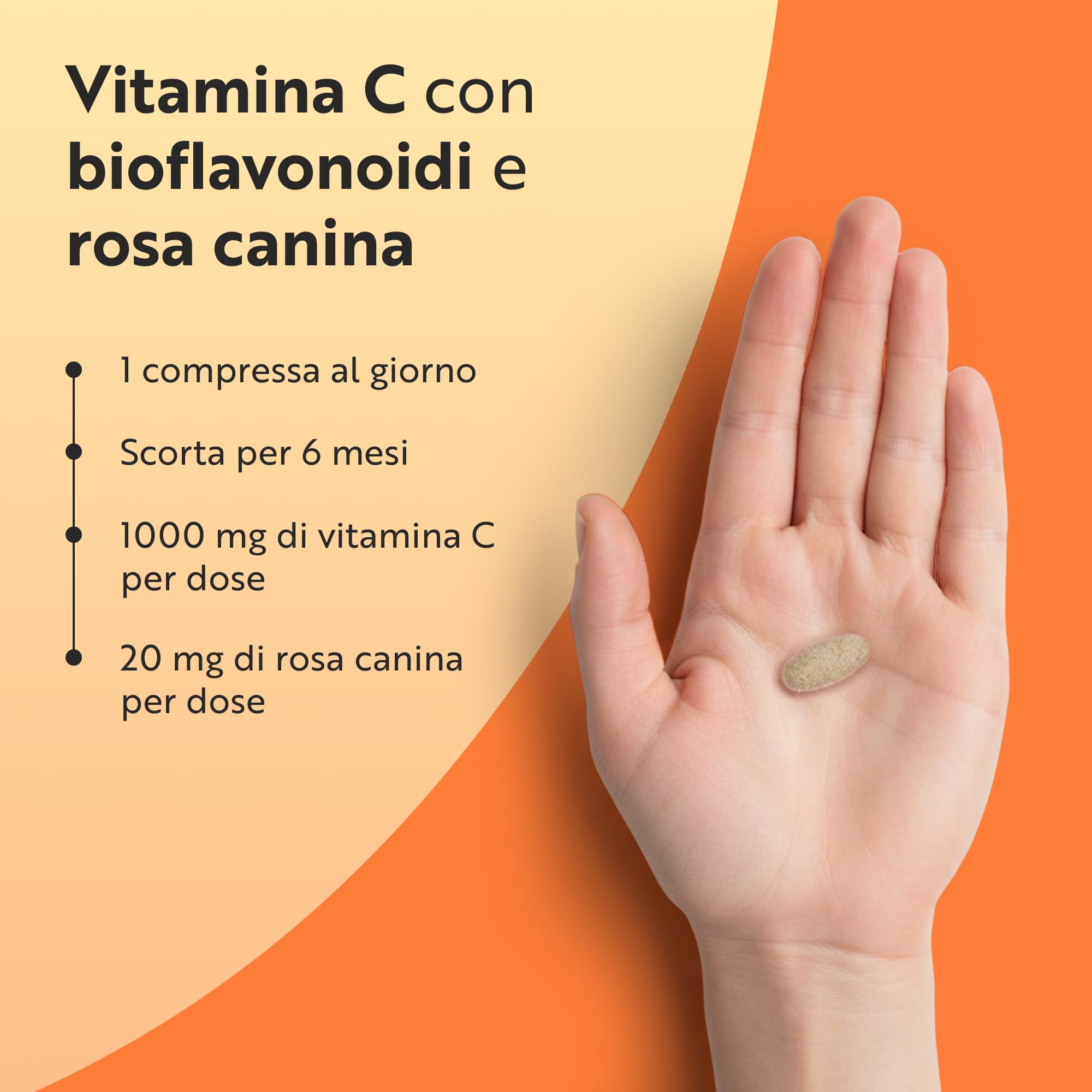 Nutravita Vitamina C 1000mg - 180 Vit C Compresse per 6 Mesi - Vitamina C Pura con Rosa Canina e Flavonoidi - Acido Ascorbico - 100% Vegan - Normale Funzione del Sistema Immunitario