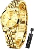 OLEVS Womens Watch Fashion Dress Diamond Female Watches for Ladies Analog Quartz Stainless Steel Waterproof Luminous Day Date Two Tone Wristwatch