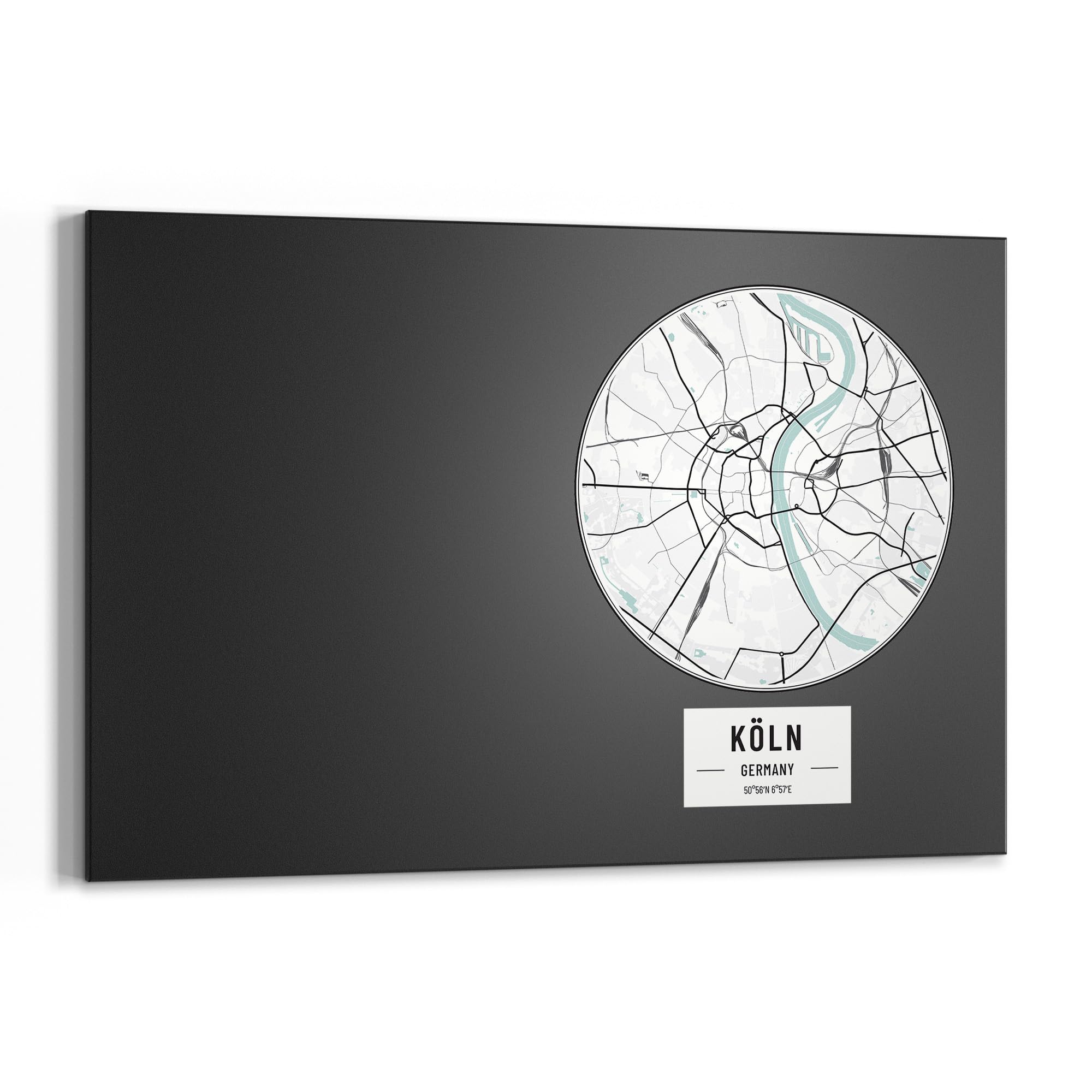 DEQORI Magnetyczna tablica do pisania kredą z nadrukiem UV | motyw "mapa miasta Kolonia" | prostokątna tablica kredowa do pisania – dekoracja ścienna do kuchni, korytarza, pokoju dziecięcego i biura