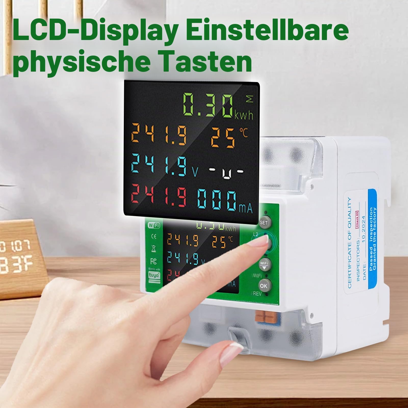 WiFi Stromzähler 3 Phasen, Smartmeter Stromzähler Wlan 100A/380VAC