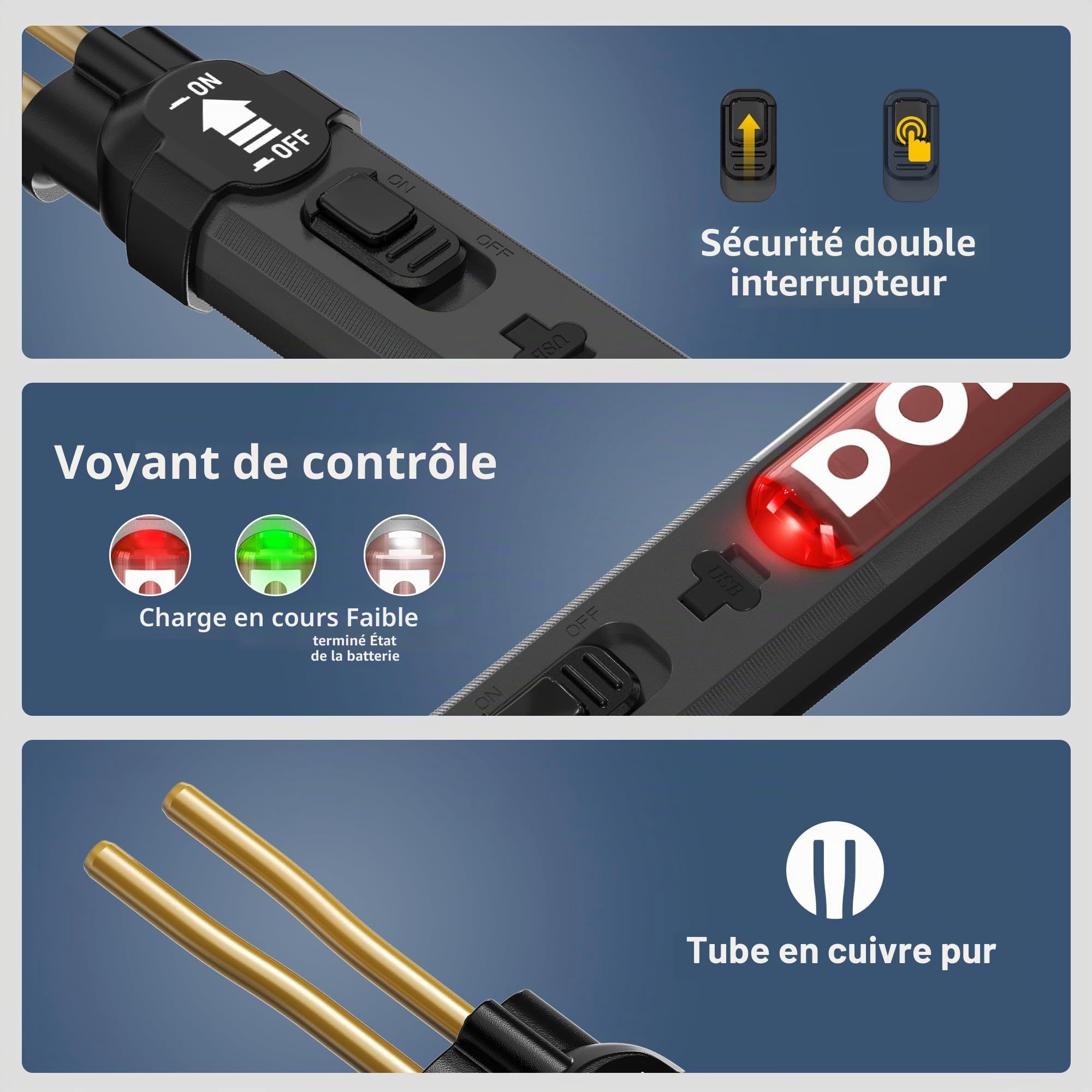 Kit de soudure plastique sans fil, 300 agrafes de soudage plastique, interrupteur marche/arrêt, chargement USB-C, soudeuse plastique pour la réparation des plastiques des pare-chocs automobiles