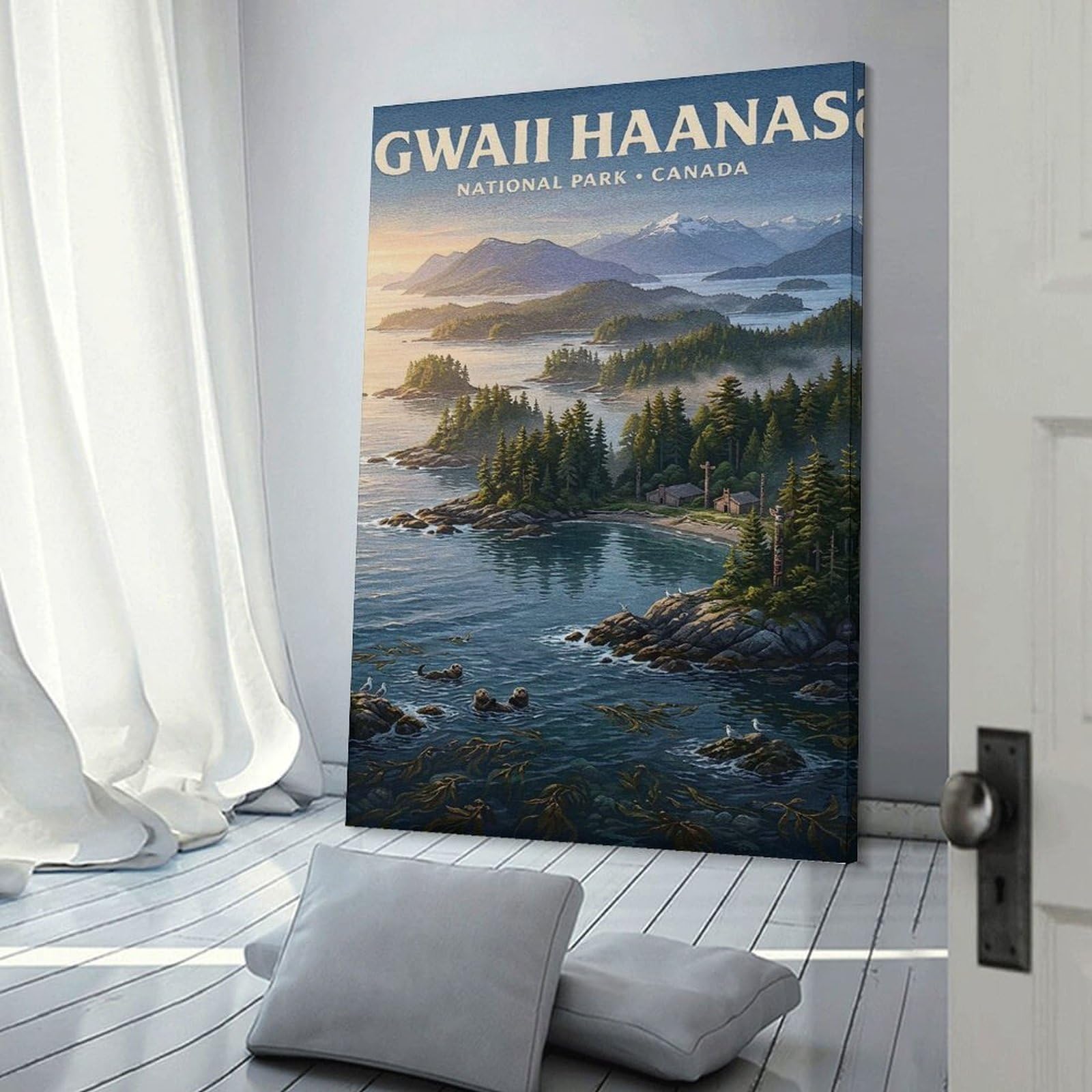 Junmoney Gwaii Haanas National Park, Canada Canvas Wall Art, 24x36inch(60x90cm), for Living Room, Bedroom, Office Or Hallway, Versatile Wall Decor for Many Rooms