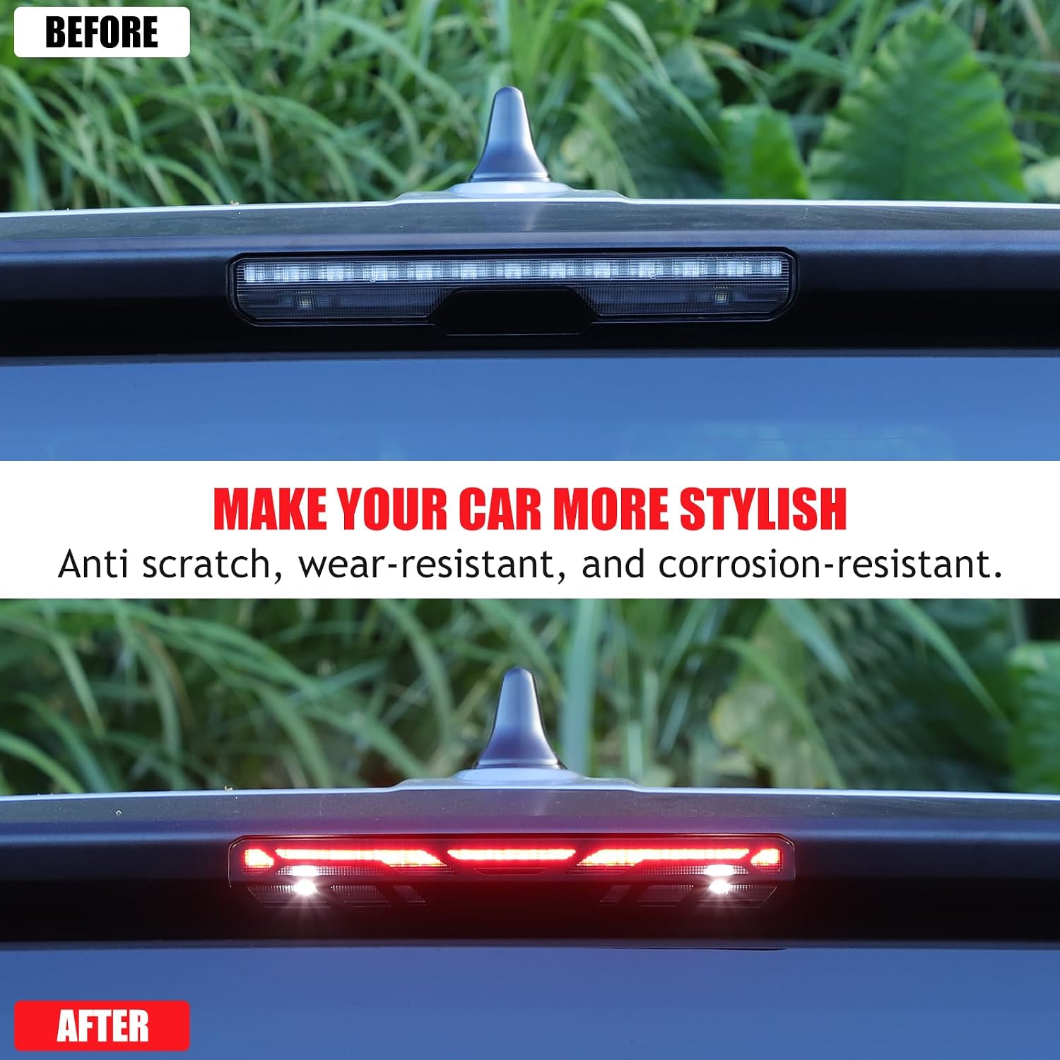 Tail Light Brake Light Cover Trim Compatible with Toyota Tacoma 2024 2025 2026, Aluminum Alloy Rear 3rd Brake Center High Mount Stop Lamp Hollow Out Cover Trim