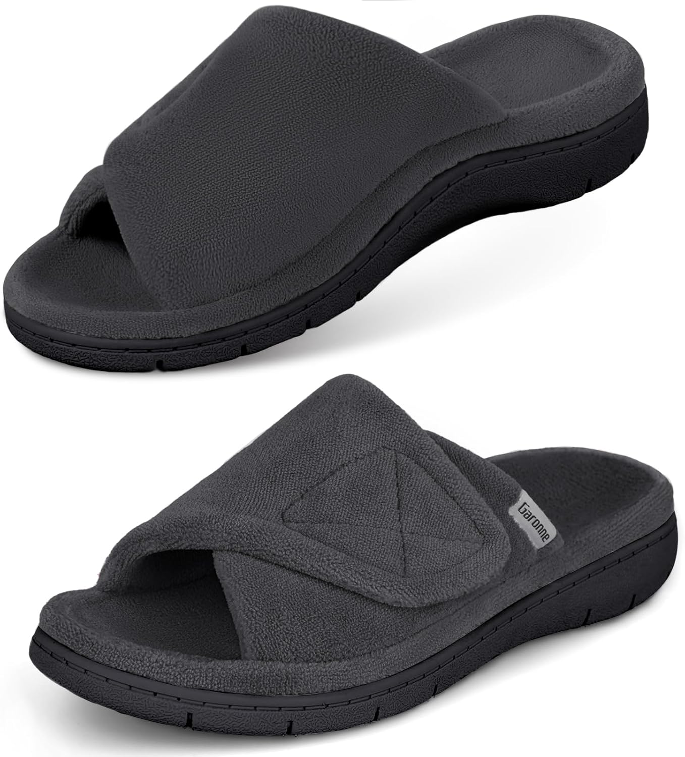 Garonne Women's Adjustable Wrap Open-toe Slippers with Arch Support, Summer House Shoes for Women Indoor/Outdoor