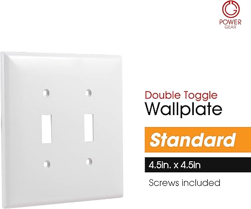 Vista 8 de Power Gear - Placa para interruptor doble en pared, gran tamaño, color almendra claro