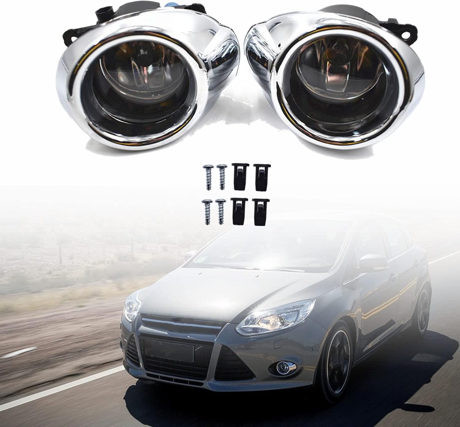 2Pcs Clear Lens Driving Fog Lights with Bulbs Replacement for Focus S/SE/SEL/Titanium models 2012-2014
