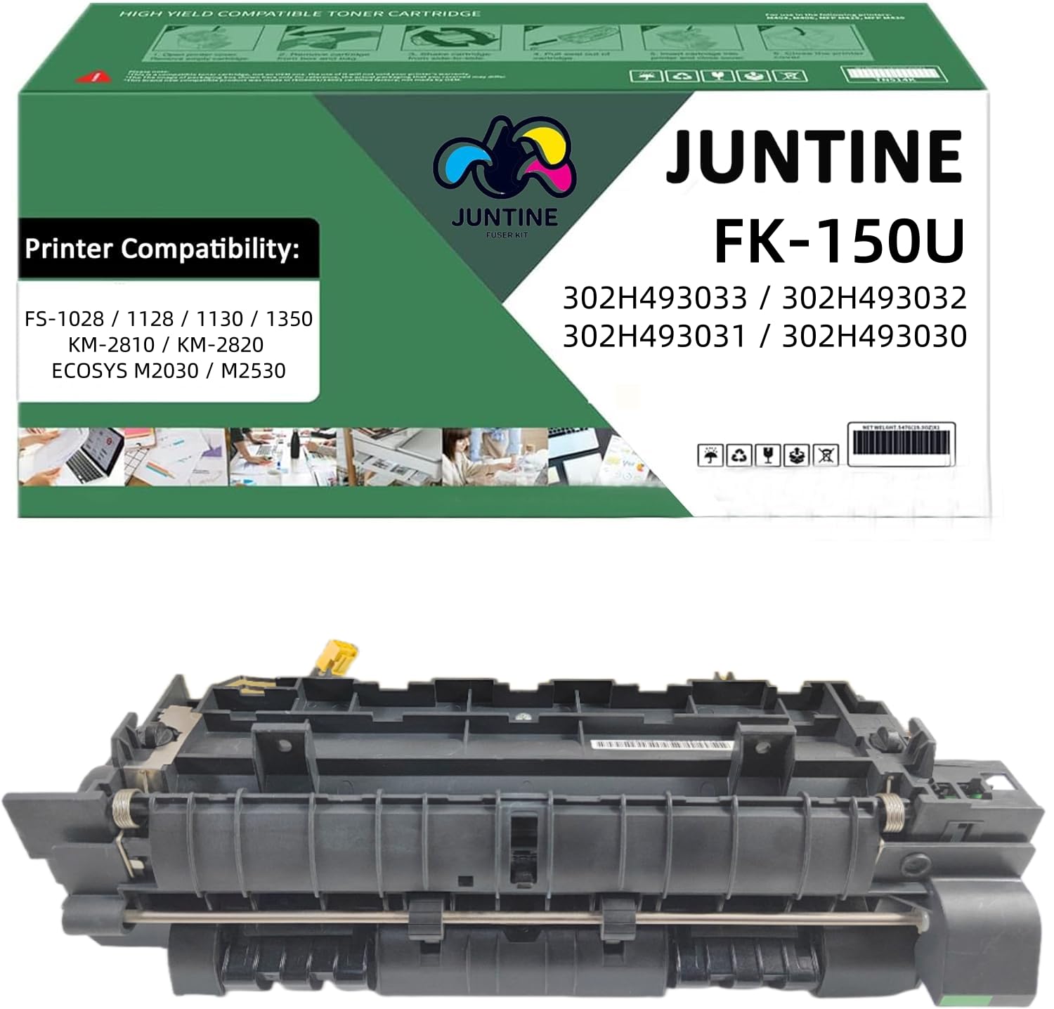 JUNTINE FK-150U Fuser Replacement for Kyocera FK-150U 302H493030 302H493031 302H493032 302H493033 Compatible with FS-1028 FS-1128 FS-1130 FS-1350 KM-2810 ECOSYS M2030 M2530 Printers(110V- 100K)